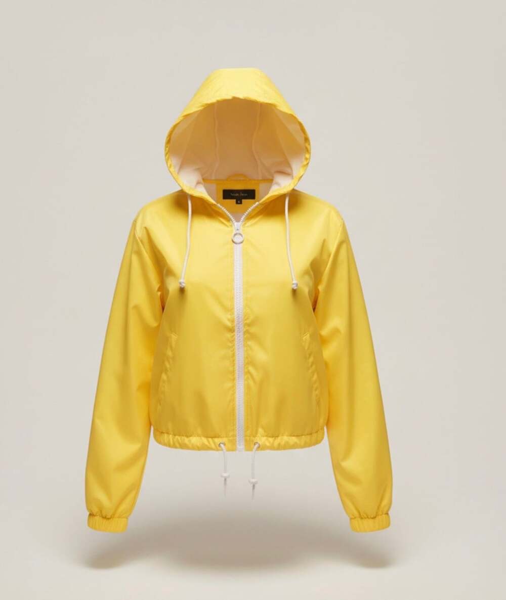 New Look Windbreaker Jacket Size XL Yellow Hooded Full-Zip Casual